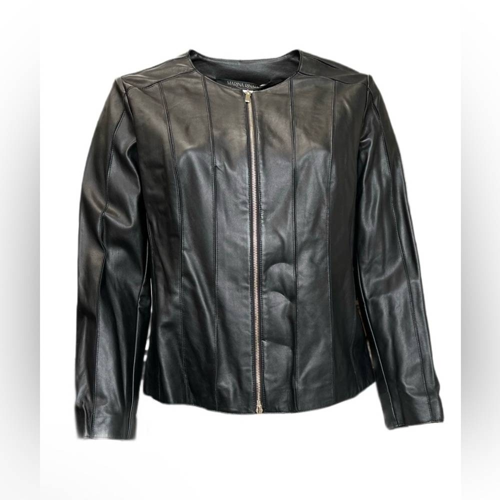 Marina Rinaldi Eroe Sheepskin Leather double zipper Jacket NWT 22